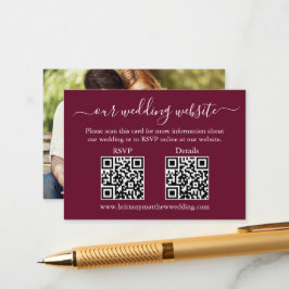 Bröllop 2 QR RSVP Detaljer Foto Burgunder Tilläggskort
