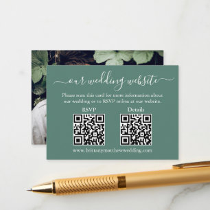Bröllop 2 QR RSVP Detaljer Foto Eucalyptusgrön Tilläggskort