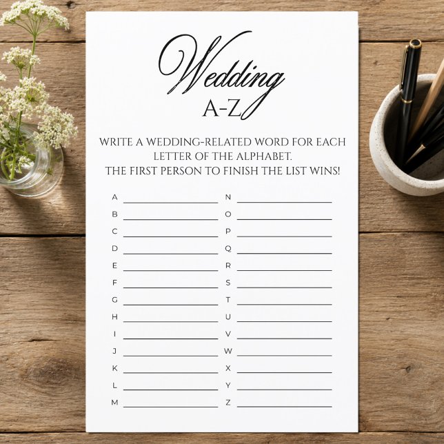 Bröllop A-Z Brudtuppespel (Wedding A-Z Bridal Shower Game)