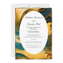 Bröllop Abstrakt teal guld Elegant Modern