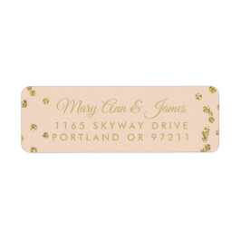 Bröllop Adress Guld Faux Glitter Konfetti  Returadress Etikett