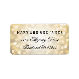 Bröllop Adress Guld Glitter Ljus Adressetikett