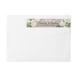 Bröllop Adress Hydrangea Flower Wood String Light Etikettband