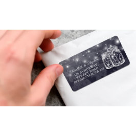 Bröllop Adress Mason Burk String Ljus marinblått m Adressetikett