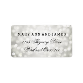 Bröllop Adress Silver Glitter Ljus Adressetikett