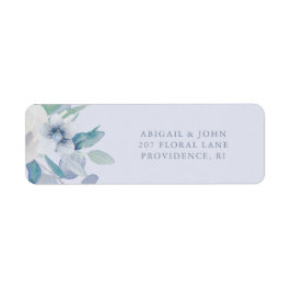Bröllop-adressetikett för enkel blå Blommigt Returadress Etikett