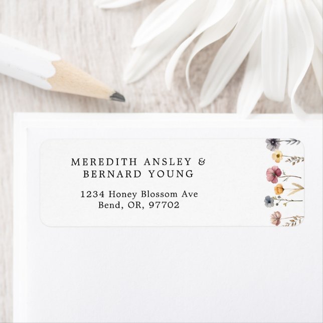 Bröllop-adressetikett för färgad Blommigt-returadr Returadress Etikett (Insitu)