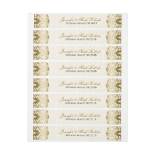 Bröllop Adressetikett Guld Swirls Beige Damasks Etikettband