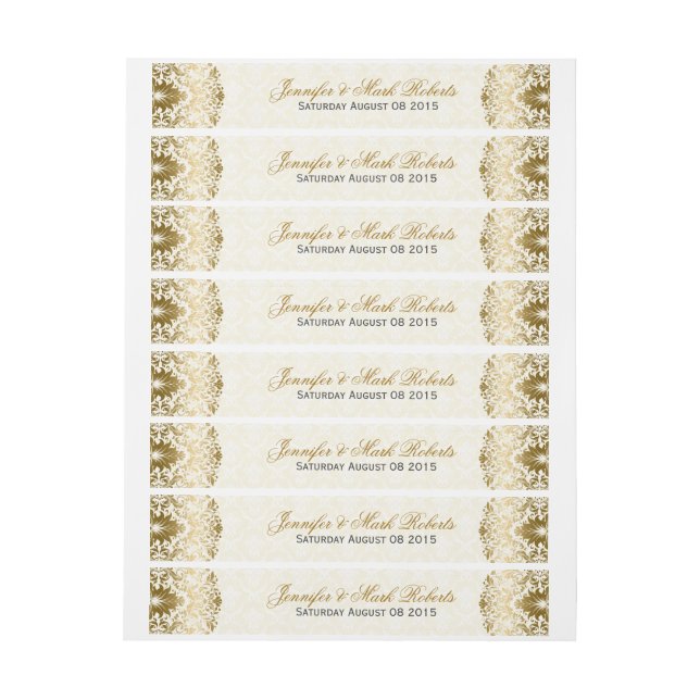 Bröllop Adressetikett Guld Swirls Beige Damasks Etikettband (Ark)