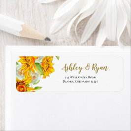 Bröllop Adressetiketter Solrosfärgen Watercolor Returadress Etikett