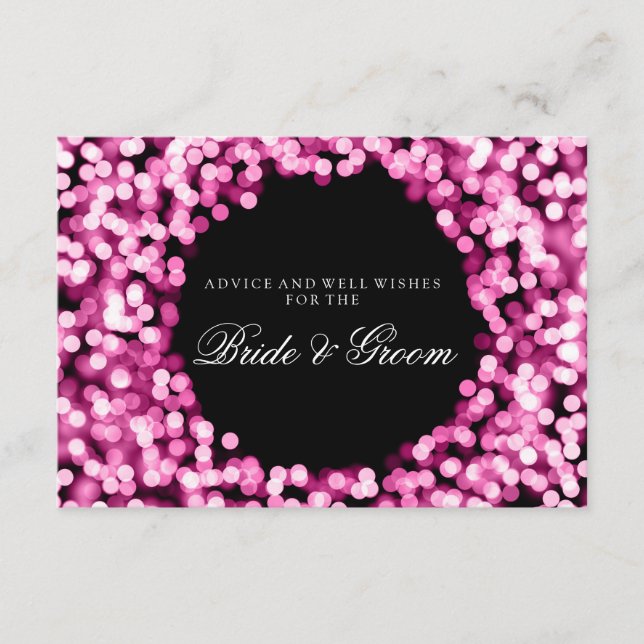 Bröllop Advice Card Rosa Sparkly Ljus Rådkort (Framsida)