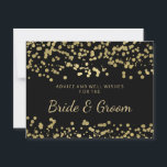 Bröllop Advice Gold Foil look Confetti Rådkort<br><div class="desc">Elegant möhippa/möhippa Bröllop Advice Card för bruden och brudgummen med glamoröst gulfettutseende (inte en riktig folie) Konfetti och anpassningsbar text.</div>