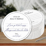 Bröllop Advice-kort | Modern minimalistisk Elegant Underlägg Papper Rund<br><div class="desc">Vi presenterar våra unika Bröllop Advice-Underlägg, en trevlig nyck på den traditionella gästboken som tillför lite charm och praktiska möjligheter till firande i bröllop. Dessa rådgivningskort, som har skapats som pappra underlägg, är som en universalkipé för bröllop och inslag som kommer att omhuldas av nylingarna i åratal till komen. Varje...</div>