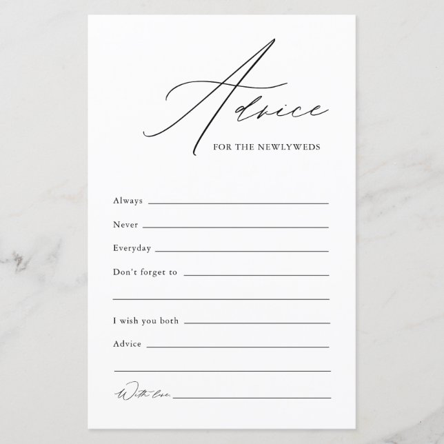 Bröllop Advice & Önskemål Card för nyfödda par (Framsida)