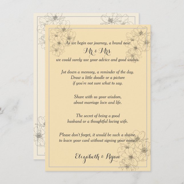 Bröllop Advice Önskemål Kärlek och livstid Rådkort (Fram/baksida)