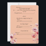 Bröllop Advice Peach Fuzz Watercolor Flowers Rådkort<br><div class="desc">Lustigt att kommentera,  kort till dina gäster i bröllop. Vackra,  vattenfärgade persilja rosa blommor på vit bakgrund. Anpassa text till alla fånig,  roligtar och kommentarer som du vill ha.</div>