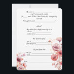 Bröllop Advice Peach Fuzz Watercolor Flowers Rådkort<br><div class="desc">Lustigt att kommentera,  kort till dina gäster i bröllop. Vackra,  vattenfärgade persilja rosa blommor på vit bakgrund. Anpassa text till alla fånig,  roligtar och kommentarer som du vill ha.</div>