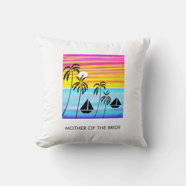 Bröllop, African Art Tropical Sunset Sailing Kudde (Framsida)
