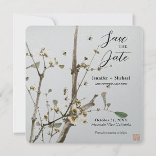 Bröllop Äktenskap Minimalistisk Kalligrafi Blommig Spara Datumet