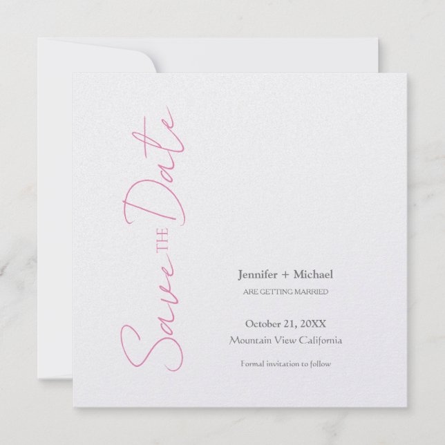 Bröllop Äktenskap Minimalistisk Kalligrafi Rosa Vi Spara Datumet (Framsida)