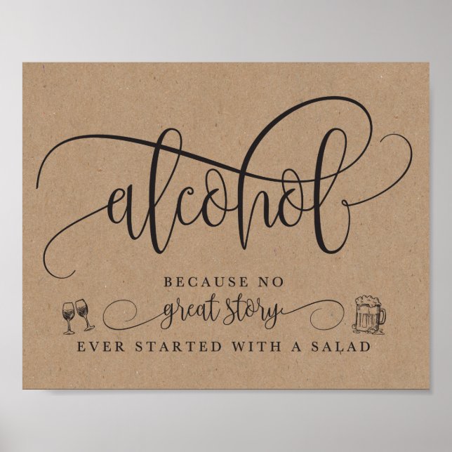 Bröllop Alcohol Pub Sign Poster (Framsidan)