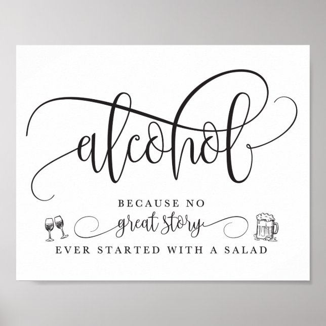 Bröllop Alcohol Pub Sign Poster (Framsidan)