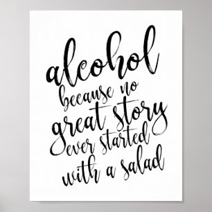 Bröllop Alcohol Sign Blacka och White 8x10 Poster