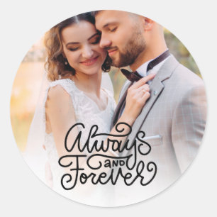Bröllop Always and Forever Foto Runt Klistermärke
