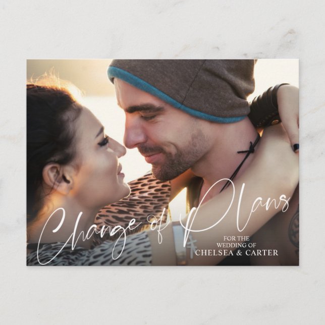 Bröllop Ändring av modernt skriptfoto för plan Vykort (Framsida)