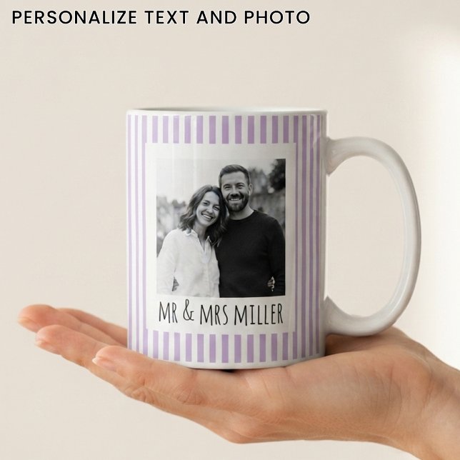 Bröllop | Anpassad Retro Lila Sjungmöhippa Kaffemugg (Personalized retro mug gift for wedding newlyweds | mrs and mr anniversary | Bachelorette Party)