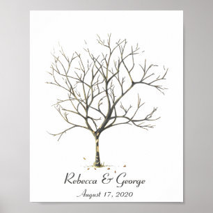 Bröllop Anpassade Fingerprint Träd Poster