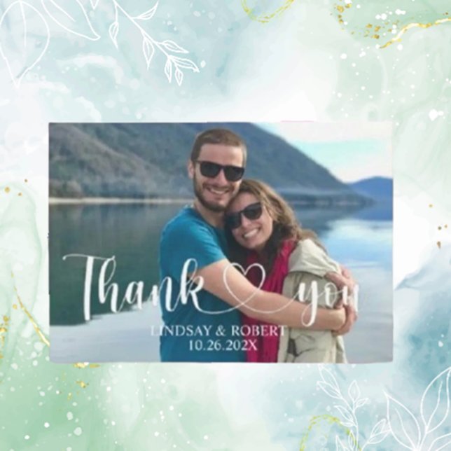 Bröllop Anpassningsbar Foto Modern-uppmjukad Tack (Express your heartfelt gratitude with our modern, custom photo thank you cards. )