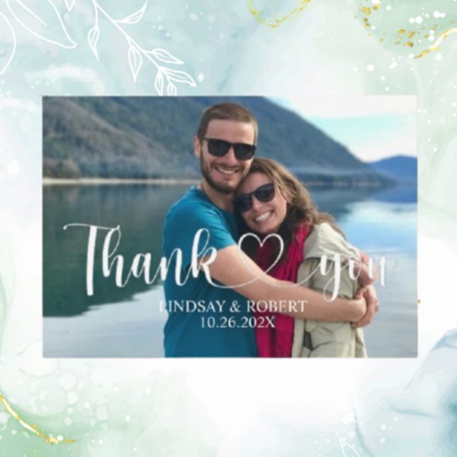 Bröllop Anpassningsbar Foto Modern-uppmjukad Tack Tilläggskort (Express heartfelt gratitude with a modern, relaxed wedding thank you enclosure card)
