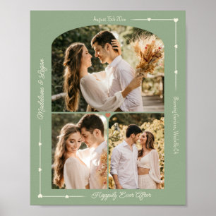 Bröllop Anpassningsbar Photo Collage Modern Sage H Poster