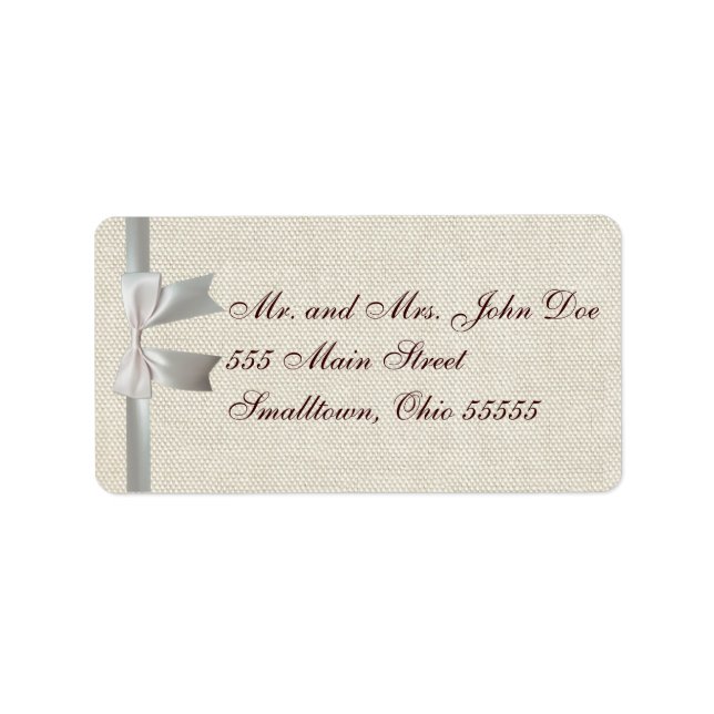 Bröllop Antique Snöre Linen White Classic Söt Adressetikett (Framsidan)