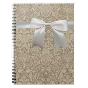 Bröllop Antique Snöre Linen White Classic Söt Anteckningsbok
