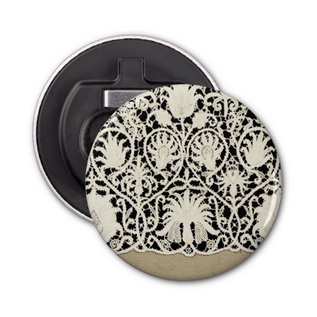 Bröllop Antique Snöre Linen White Classic Söt Flasköppnare (Framsidan)