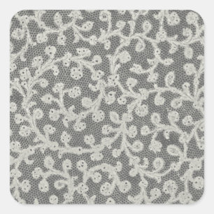 Bröllop Antique Snöre Linen White Classic Söt Fyrkantigt Klistermärke