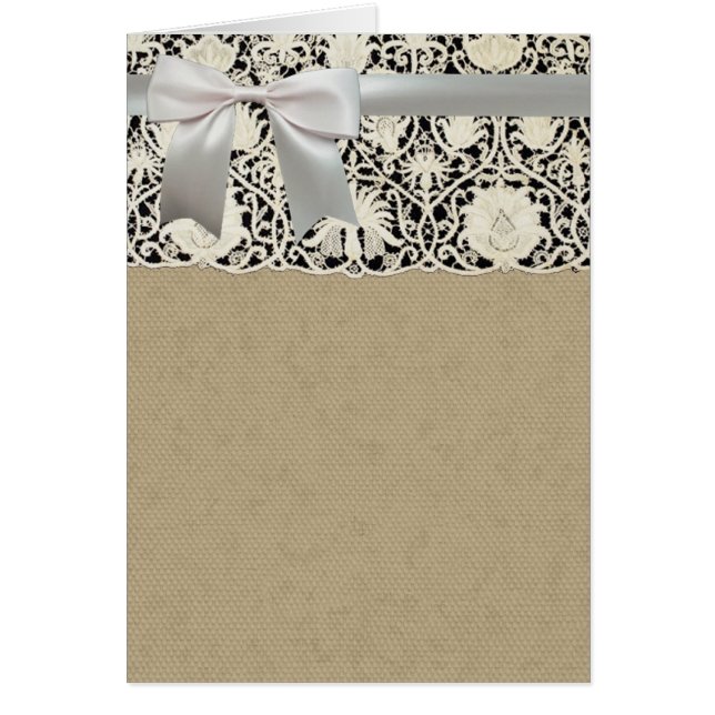 Bröllop Antique Snöre Linen White Classic Söt Hälsningskort (Framsidan)