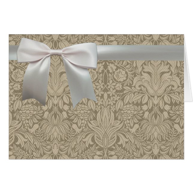 Bröllop Antique Snöre Linen White Classic Söt Hälsningskort (Framsidan Horizontal)