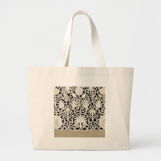 Bröllop Antique Snöre Linen White Classic Söt Jumbo Tygkasse (Framsidan)