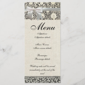 Bröllop Antique Snöre Linen White Classic Söt Meny