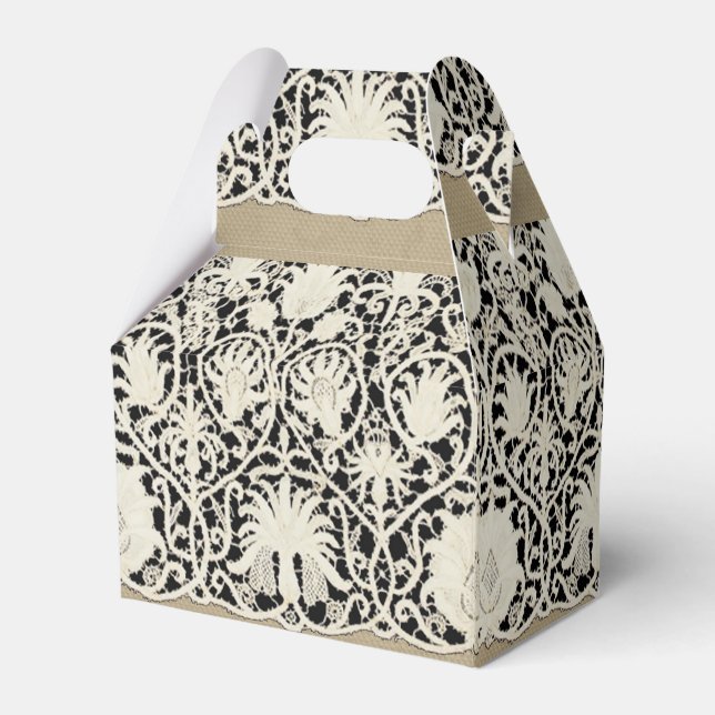 Bröllop Antique Snöre Linen White Classic Söt Presentaskar (Framsidan Sidan)