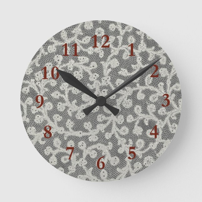 Bröllop Antique Snöre Linen White Classic Söt Rund Klocka (Framsida)