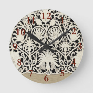 Bröllop Antique Snöre Linen White Classic Söt Rund Klocka