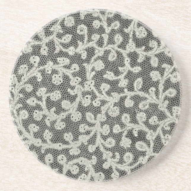 Bröllop Antique Snöre Linen White Classic Söt Underlägg Sandsten (Framsidan)