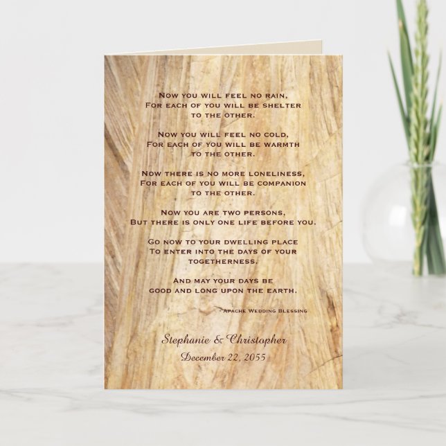Bröllop Apache Blating känner att ingen rain Brown Kort (Framsida)
