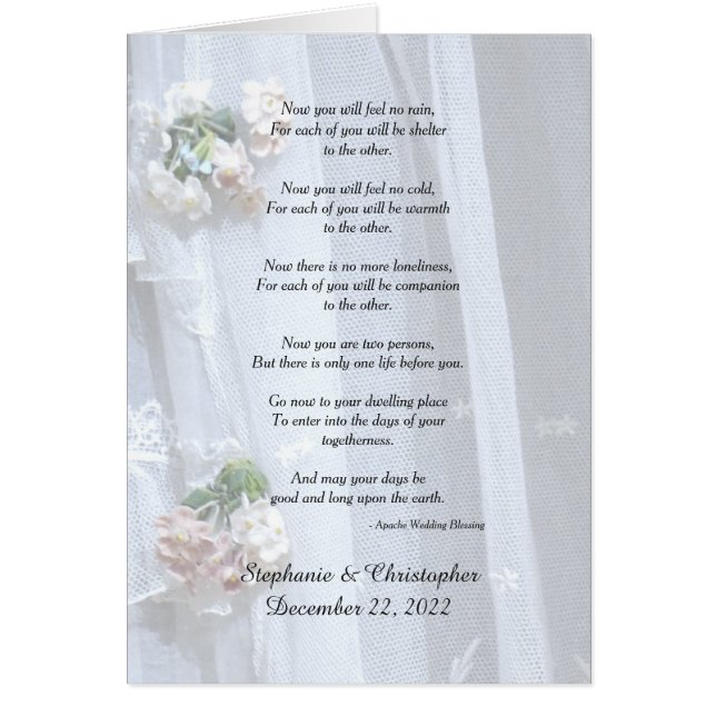 Bröllop, Apache Blating Now, du kommer inte att kä Hälsningskort (Framsidan)