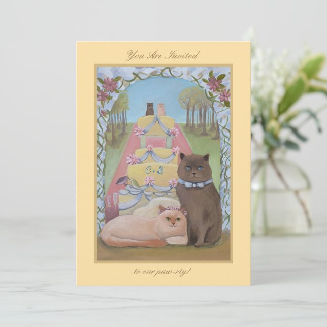 Bröllop-årsdag Kat par Gulter Inbjudningar (Stående Fram)