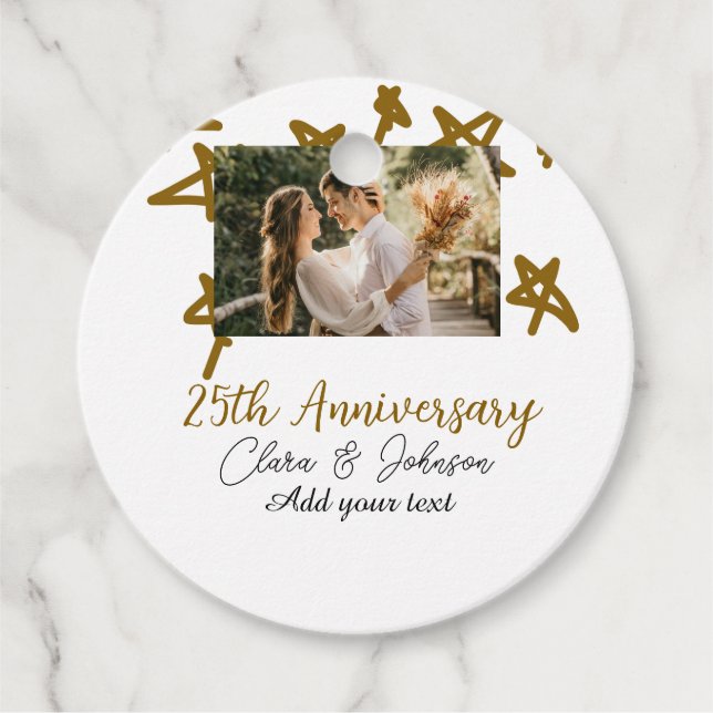 Bröllop-årsdag lägga till namn-årsbildsstjärnor fö gåvor etiketter (Framsida)